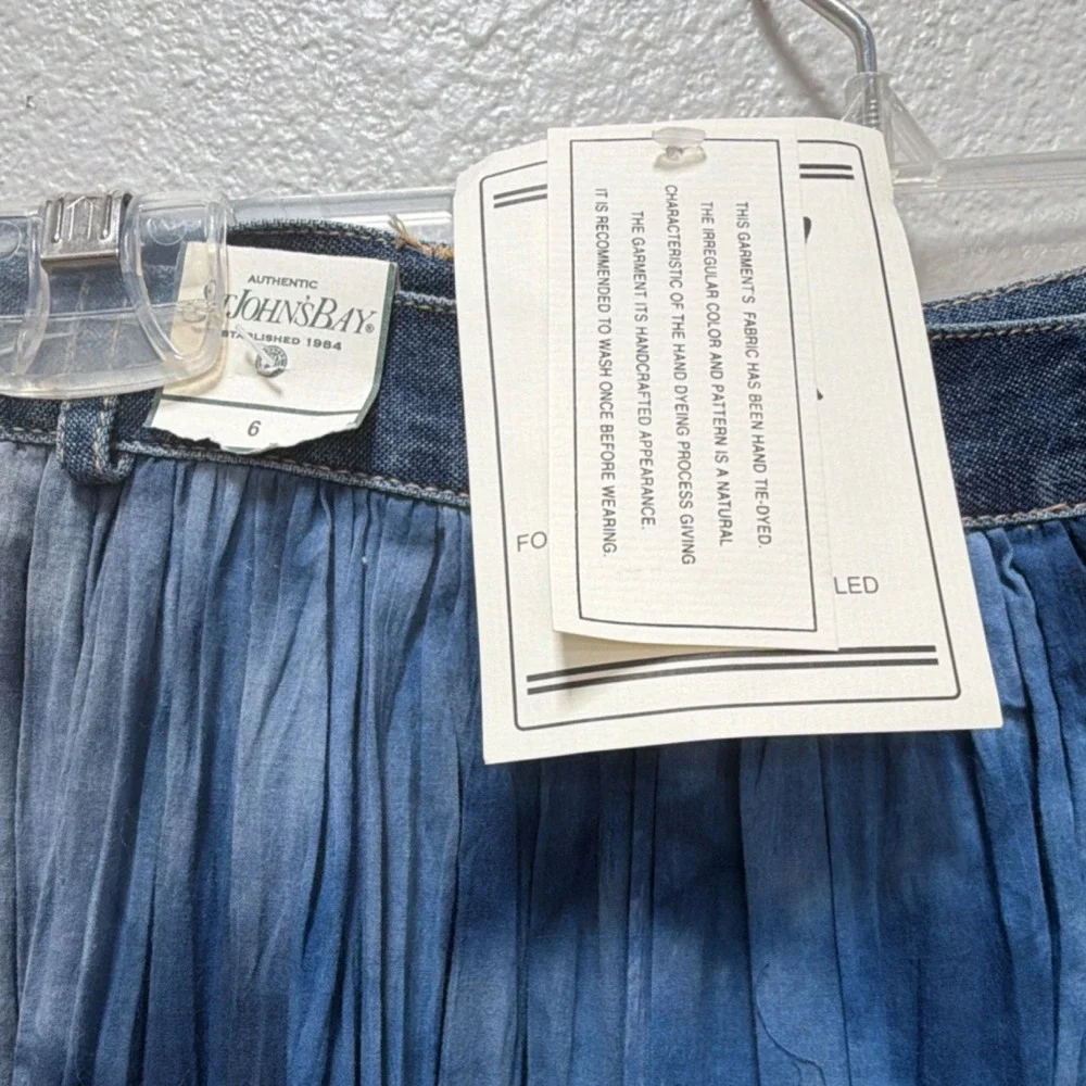 St. John's Bay Blue Tie Dye Button Trim Long Skirt. Denim waist. Sz 6. Y2K. - Picture 5 of 7
